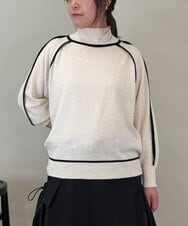 ZMFCE11140 al'aise modulation(アレーズモジュレーション) 【洗える】配色ラインカシミヤ混ニットプルオーバー ホワイト