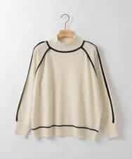 ZMFCE11140 al'aise modulation(アレーズモジュレーション) 【洗える】配色ラインカシミヤ混ニットプルオーバー ホワイト