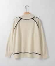 ZMFCE11140 al'aise modulation(アレーズモジュレーション) 【洗える】配色ラインカシミヤ混ニットプルオーバー ホワイト