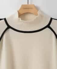 ZMFCE11140 al'aise modulation(アレーズモジュレーション) 【洗える】配色ラインカシミヤ混ニットプルオーバー ホワイト