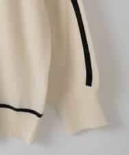 ZMFCE11140 al'aise modulation(アレーズモジュレーション) 【洗える】配色ラインカシミヤ混ニットプルオーバー ホワイト