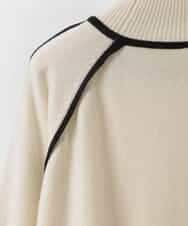 ZMFCE11140 al'aise modulation(アレーズモジュレーション) 【洗える】配色ラインカシミヤ混ニットプルオーバー ホワイト