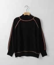 ZMFCE11140 al'aise modulation(アレーズモジュレーション) 【洗える】配色ラインカシミヤ混ニットプルオーバー ブラック