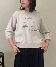 ZMFCE12120 al'aise modulation(アレーズモジュレーション) 【洗える】手書き風メッセージ刺繍ニット ベージュ