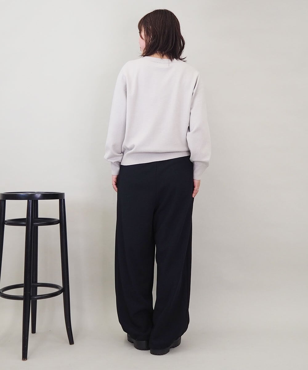 ZMFCE12120 al'aise modulation(アレーズモジュレーション) 【洗える】手書き風メッセージ刺繍ニット ベージュ