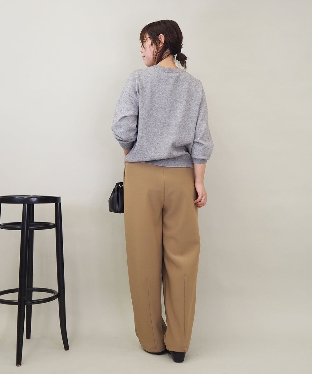 ZMFCE12120 al'aise modulation(アレーズモジュレーション) 【洗える】手書き風メッセージ刺繍ニット ライトグレー