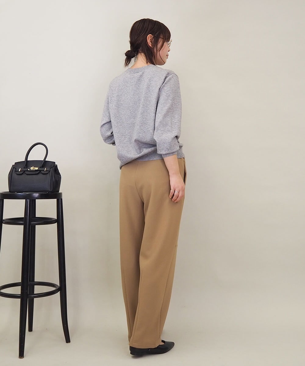 ZMFCE12120 al'aise modulation(アレーズモジュレーション) 【洗える】手書き風メッセージ刺繍ニット ライトグレー