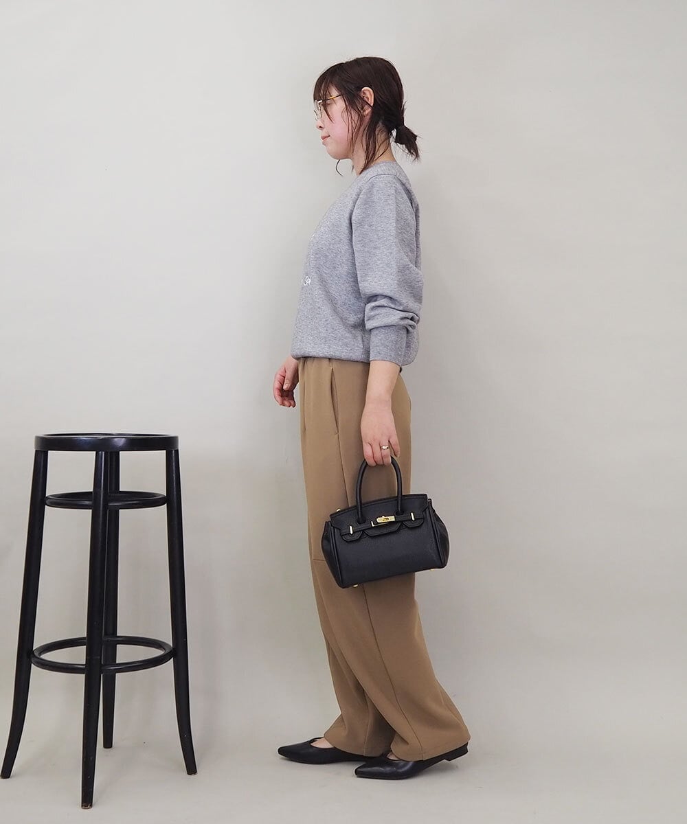 ZMFCE12120 al'aise modulation(アレーズモジュレーション) 【洗える】手書き風メッセージ刺繍ニット ライトグレー