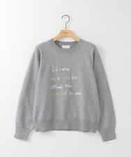 ZMFCE12120 al'aise modulation(アレーズモジュレーション) 【洗える】手書き風メッセージ刺繍ニット ライトグレー
