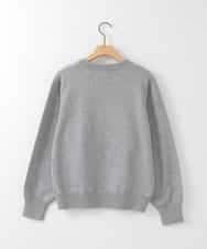 ZMFCE12120 al'aise modulation(アレーズモジュレーション) 【洗える】手書き風メッセージ刺繍ニット ライトグレー