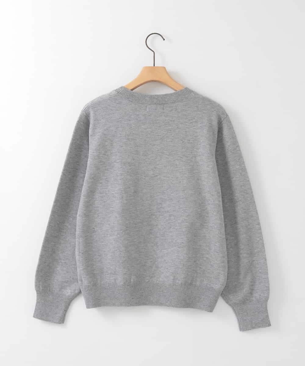 ZMFCE12120 al'aise modulation(アレーズモジュレーション) 【洗える】手書き風メッセージ刺繍ニット ライトグレー