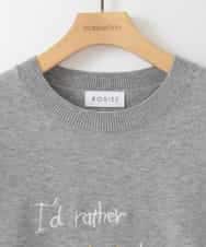 ZMFCE12120 al'aise modulation(アレーズモジュレーション) 【洗える】手書き風メッセージ刺繍ニット ライトグレー