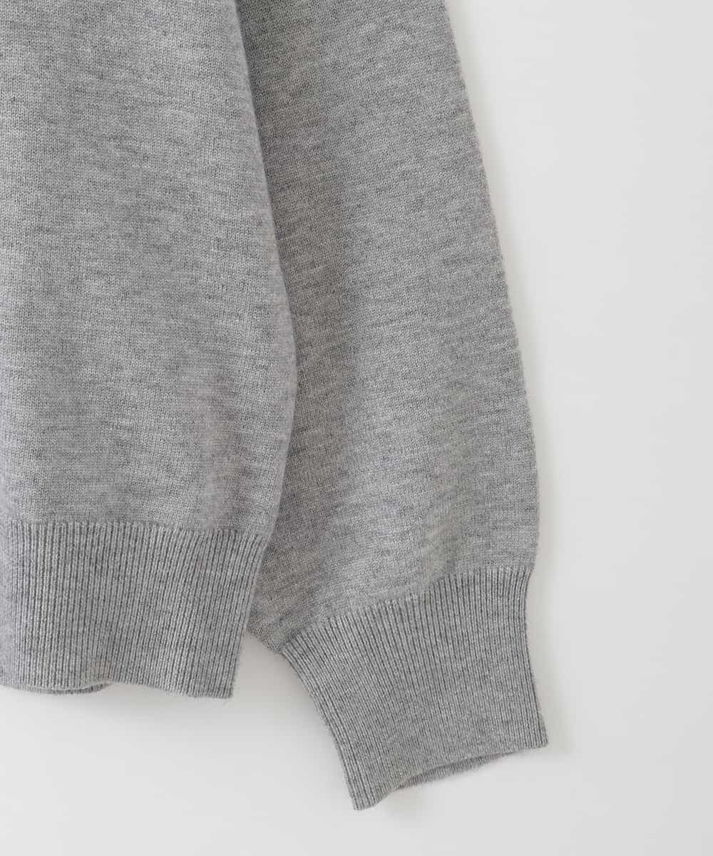 ZMFCE12120 al'aise modulation(アレーズモジュレーション) 【洗える】手書き風メッセージ刺繍ニット ライトグレー