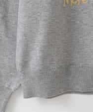 ZMFCE12120 al'aise modulation(アレーズモジュレーション) 【洗える】手書き風メッセージ刺繍ニット ライトグレー