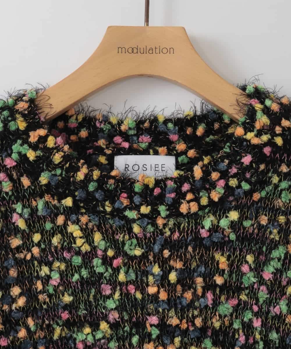 ZMFCE13130 al'aise modulation(アレーズモジュレーション) 【洗える】カラフルシャギーニットプルオーバー ブラック