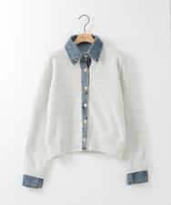 ZMFCE14108 al'aise modulation(アレーズモジュレーション) デニムドッキングニットカーディガン ホワイト