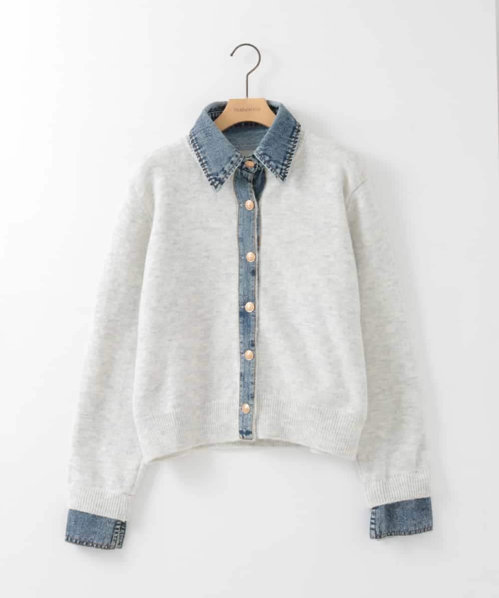 ZMFCE14108 al'aise modulation(アレーズモジュレーション) デニムドッキングニットカーディガン ホワイト