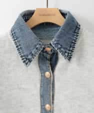 ZMFCE14108 al'aise modulation(アレーズモジュレーション) デニムドッキングニットカーディガン ホワイト