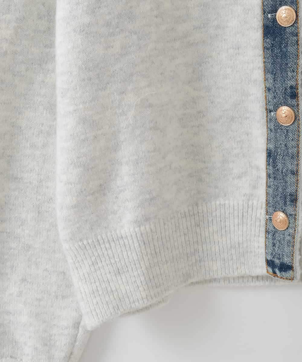 ZMFCE14108 al'aise modulation(アレーズモジュレーション) デニムドッキングニットカーディガン ホワイト