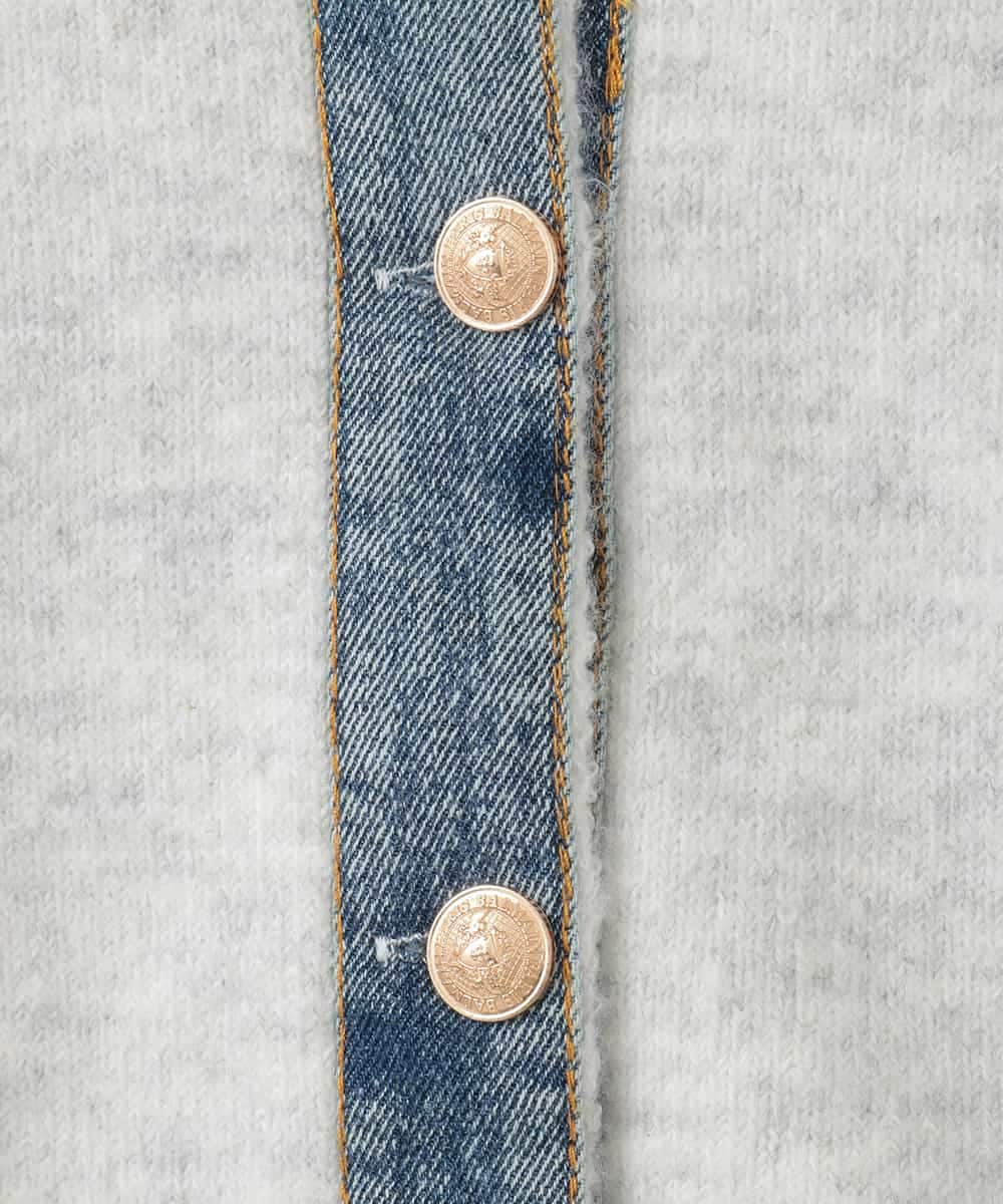 ZMFCE14108 al'aise modulation(アレーズモジュレーション) デニムドッキングニットカーディガン ホワイト