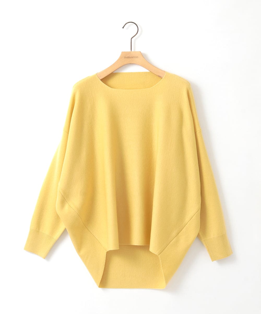 ZMFCE15098 al'aise modulation(アレーズモジュレーション) 【洗える】ラウンドヘムニットプルオーバー ライトイエロー