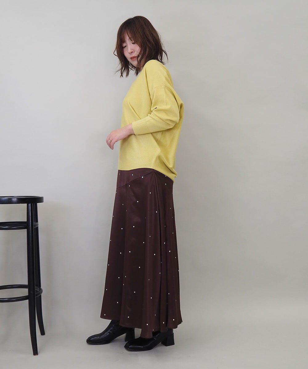 ZMFCE15098 al'aise modulation(アレーズモジュレーション) 【洗える】ラウンドヘムニットプルオーバー ライトイエロー