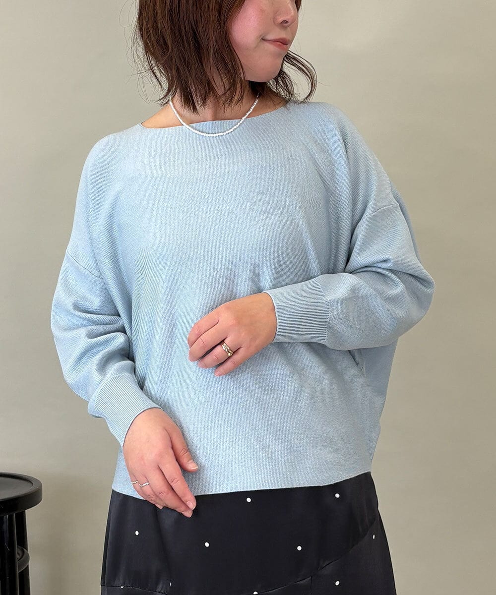 ZMFCE15098 al'aise modulation(アレーズモジュレーション) 【洗える】ラウンドヘムニットプルオーバー ライトブルー