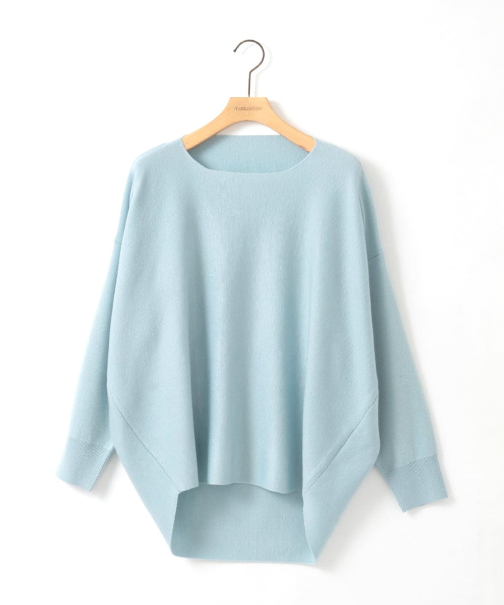 ZMFCE15098 al'aise modulation(アレーズモジュレーション) 【洗える】ラウンドヘムニットプルオーバー ライトブルー