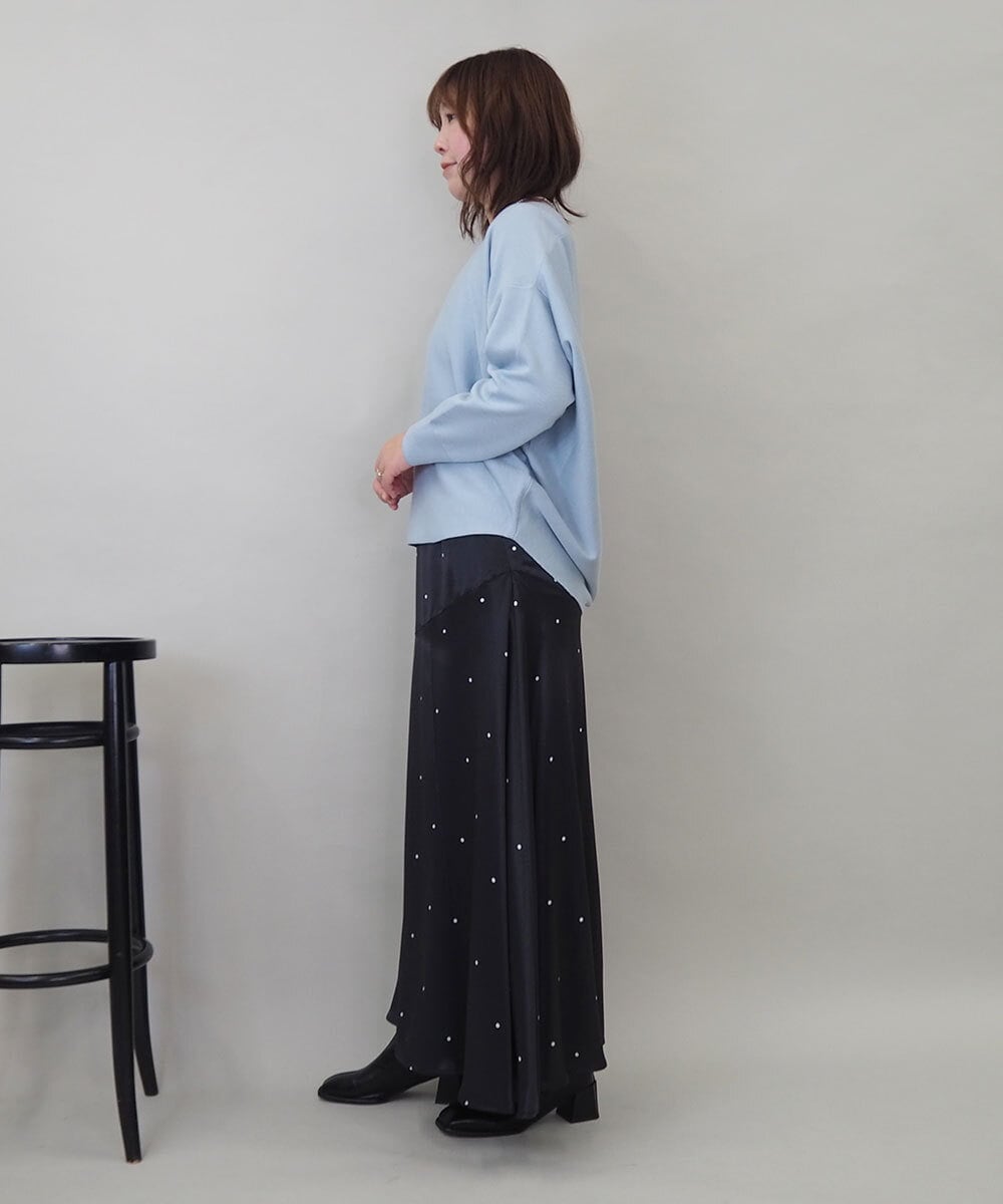 ZMFCE15098 al'aise modulation(アレーズモジュレーション) 【洗える】ラウンドヘムニットプルオーバー ライトブルー