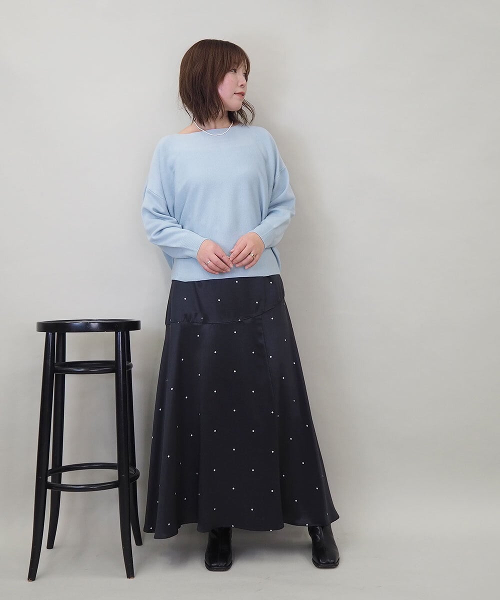 ZMFCE15098 al'aise modulation(アレーズモジュレーション) 【洗える】ラウンドヘムニットプルオーバー ライトブルー