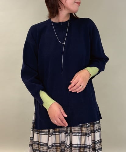 ZMFCE21145 al'aise modulation 【洗える】配色レイヤードリブニットプルオーバー