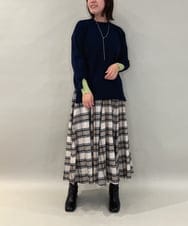 ZMFCE21145 al'aise modulation(アレーズモジュレーション) 【洗える】配色レイヤードリブニットプルオーバー ネイビー