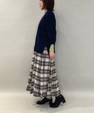 ZMFCE21145 al'aise modulation(アレーズモジュレーション) 【洗える】配色レイヤードリブニットプルオーバー ネイビー