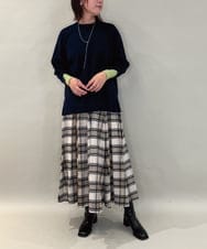 ZMFCE21145 al'aise modulation(アレーズモジュレーション) 【洗える】配色レイヤードリブニットプルオーバー ネイビー