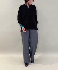 ZMFCE21145 al'aise modulation(アレーズモジュレーション) 【洗える】配色レイヤードリブニットプルオーバー ブラック