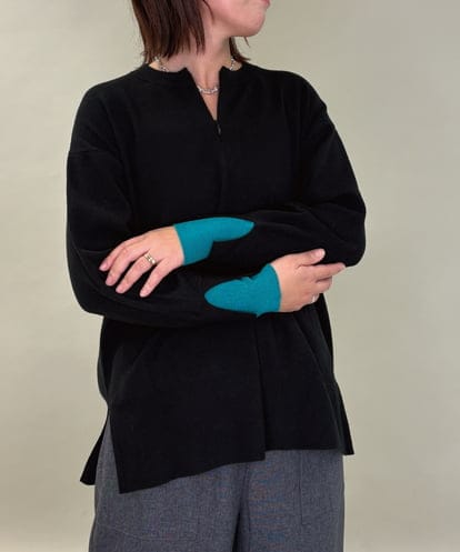 ZMFCE21145 al'aise modulation 【洗える】配色レイヤードリブニットプルオーバー