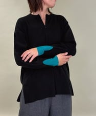 ZMFCE21145 al'aise modulation(アレーズモジュレーション) 【洗える】配色レイヤードリブニットプルオーバー ブラック