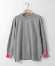 ZMFCE21145 al'aise modulation(アレーズモジュレーション) 【洗える】配色レイヤードリブニットプルオーバー ライトグレー