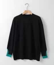 ZMFCE21145 al'aise modulation(アレーズモジュレーション) 【洗える】配色レイヤードリブニットプルオーバー ブラック