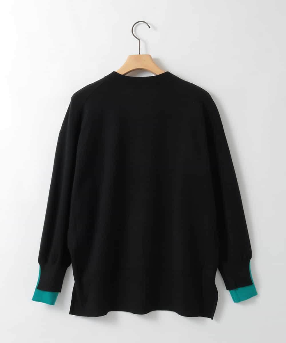 ZMFCE21145 al'aise modulation(アレーズモジュレーション) 【洗える】配色レイヤードリブニットプルオーバー ブラック