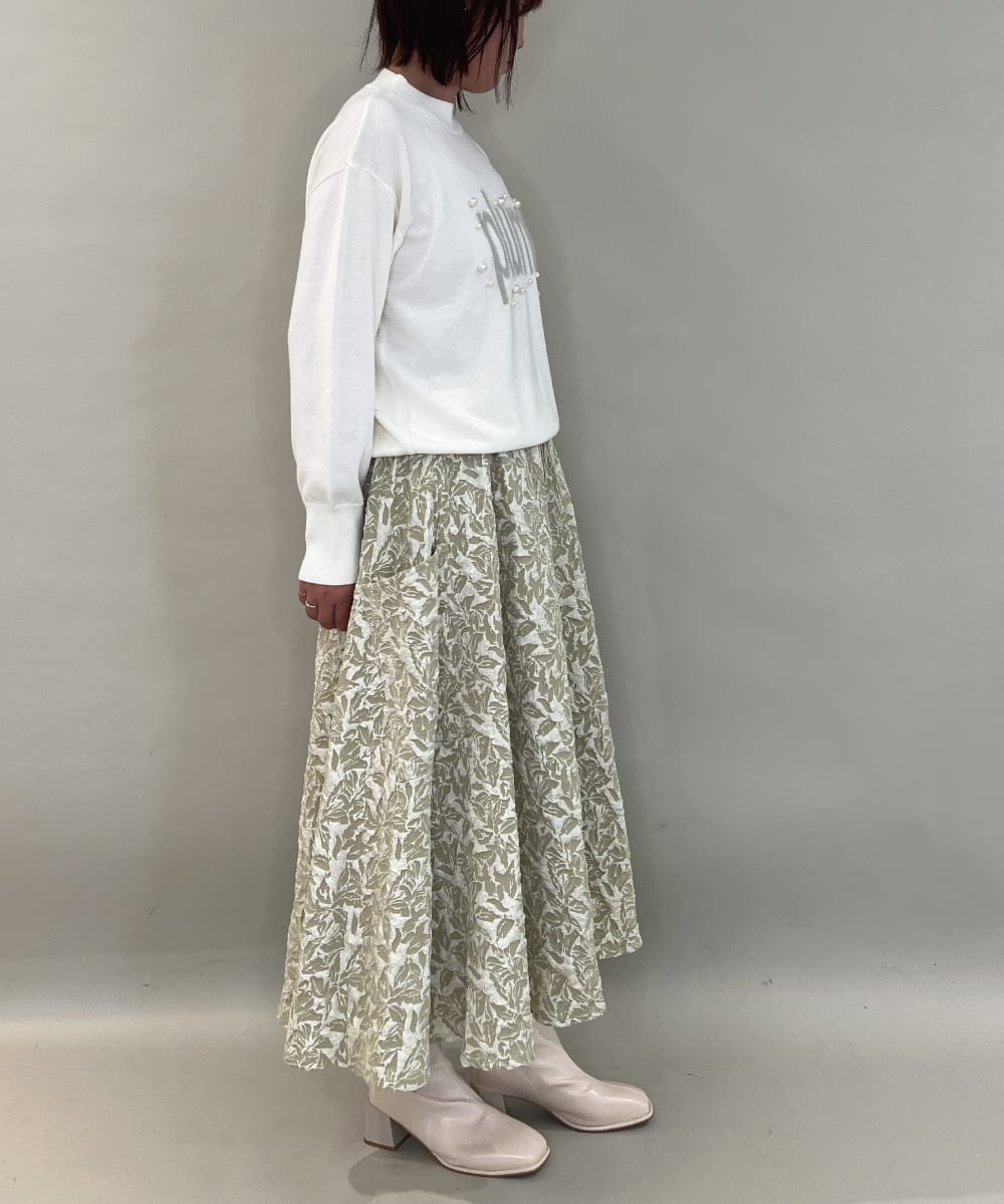 ZMFCE23155 al'aise modulation(アレーズモジュレーション) 【洗える】フロントロゴデザインニットプルオーバー ホワイト