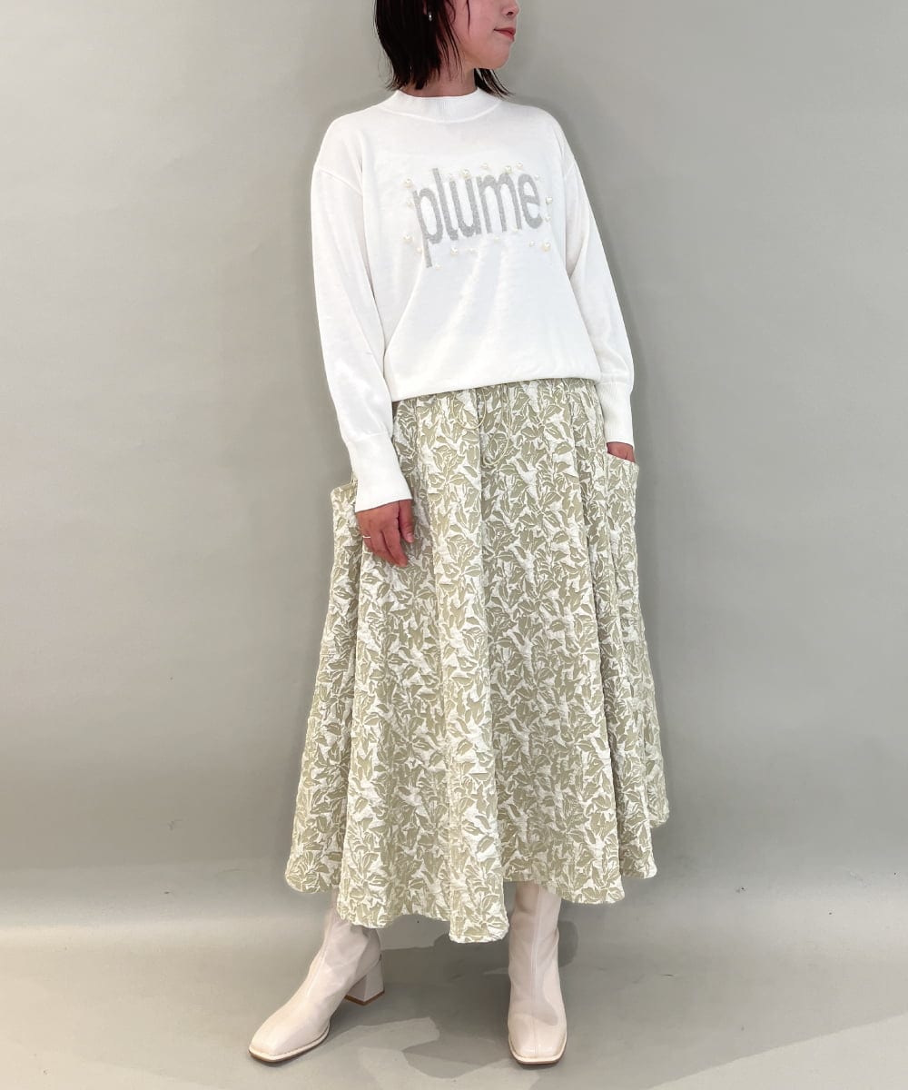 ZMFCE23155 al'aise modulation(アレーズモジュレーション) 【洗える】フロントロゴデザインニットプルオーバー ホワイト