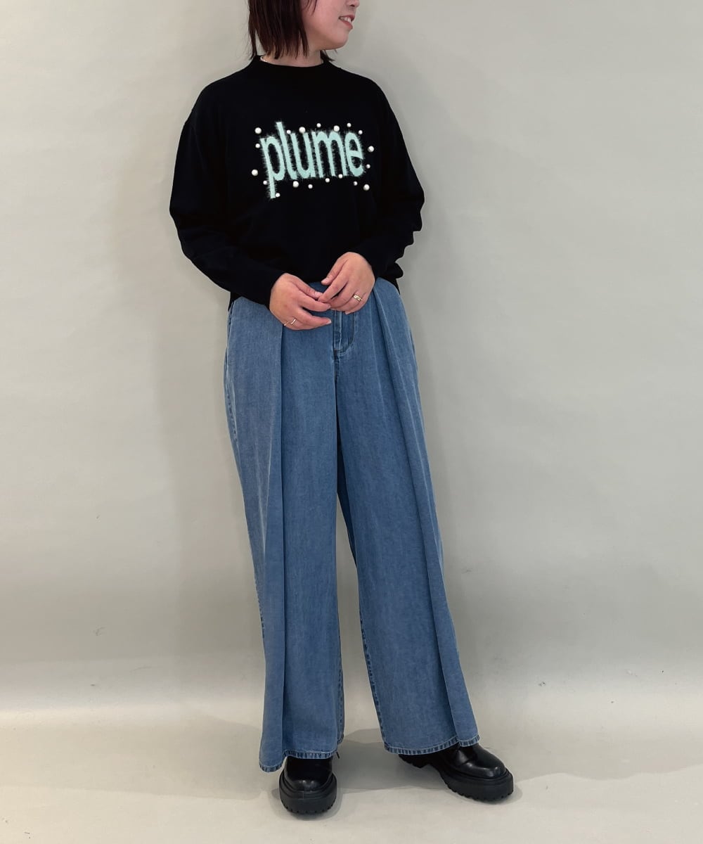 ZMFCE23155 al'aise modulation(アレーズモジュレーション) 【洗える】フロントロゴデザインニットプルオーバー ブラック