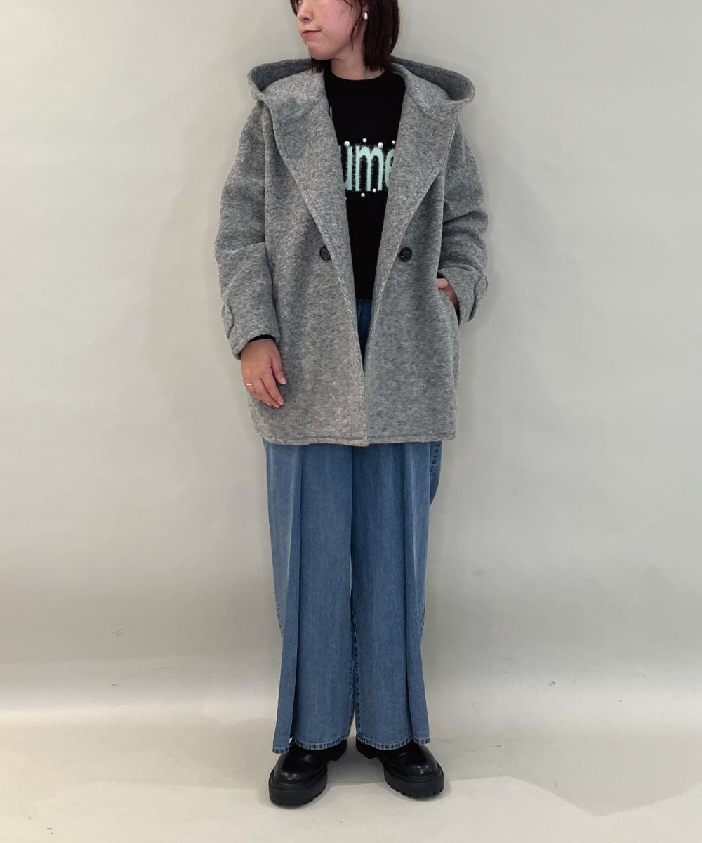 ZMFCE23155 al'aise modulation(アレーズモジュレーション) 【洗える】フロントロゴデザインニットプルオーバー ブラック