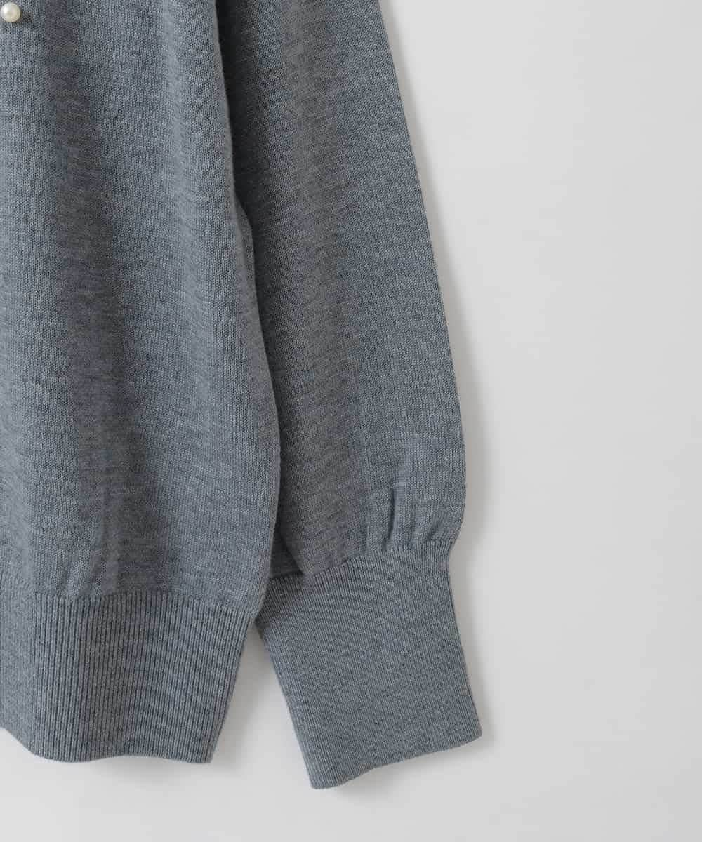 ZMFCE23155 al'aise modulation(アレーズモジュレーション) 【洗える】フロントロゴデザインニットプルオーバー ダークグレー