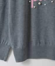 ZMFCE23155 al'aise modulation(アレーズモジュレーション) 【洗える】フロントロゴデザインニットプルオーバー ダークグレー