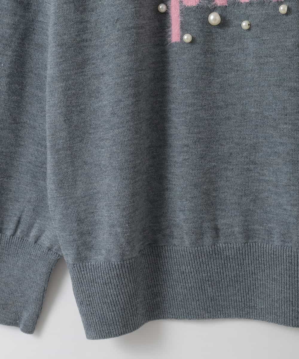 ZMFCE23155 al'aise modulation(アレーズモジュレーション) 【洗える】フロントロゴデザインニットプルオーバー ダークグレー