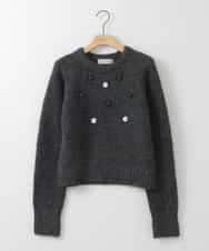 ZMFCE25150 al'aise modulation(アレーズモジュレーション) スパングルフラワーデザインニットプルオーバー ダークグレー