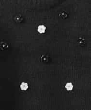 ZMFCE25150 al'aise modulation(アレーズモジュレーション) スパングルフラワーデザインニットプルオーバー ブラック