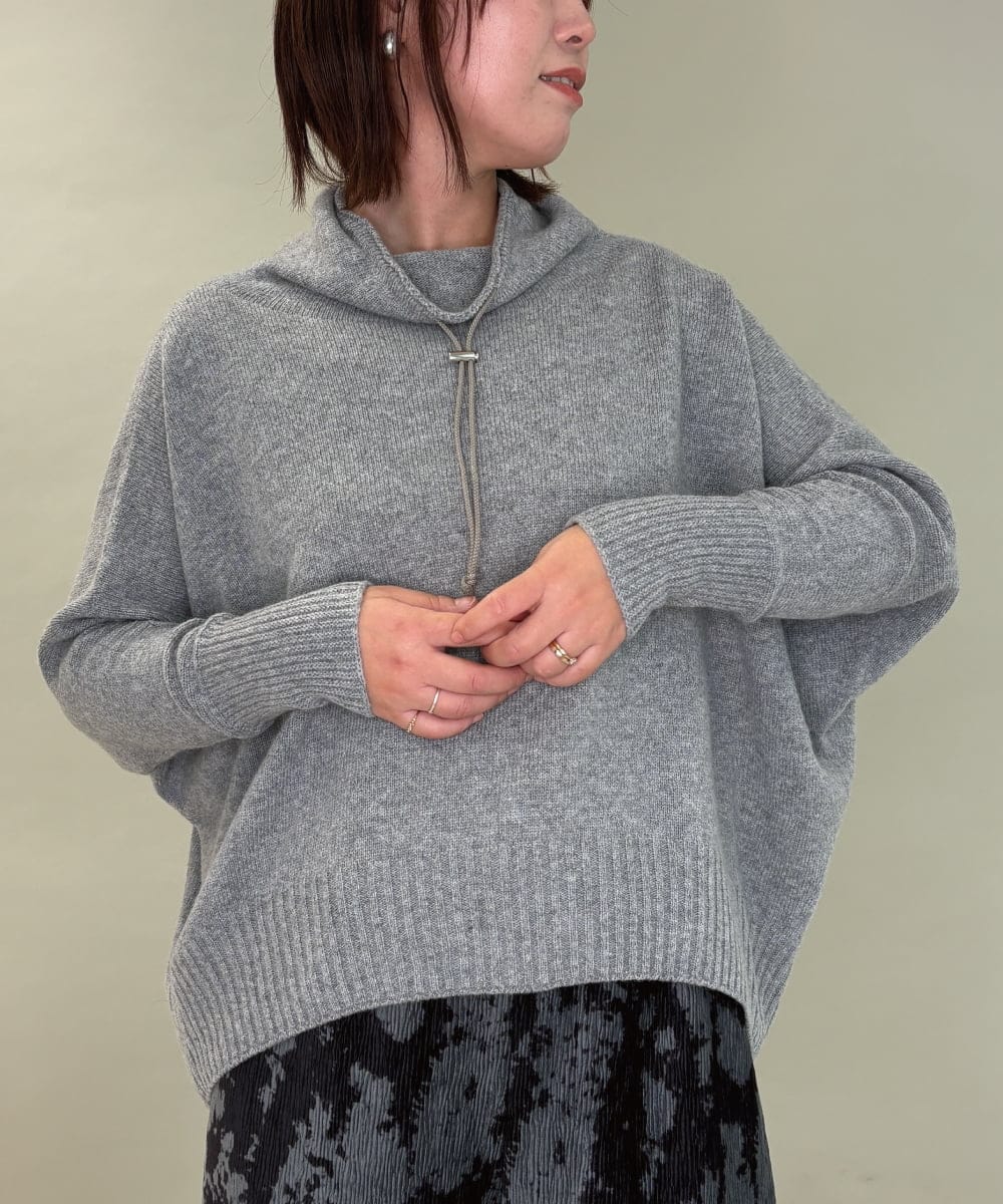 ZMFCE30169 al'aise modulation(アレーズモジュレーション) 【日本製】ドロストネックドルマンニットプルオーバー ライトグレー